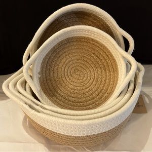 5 pc Nestled cloth baskets, round